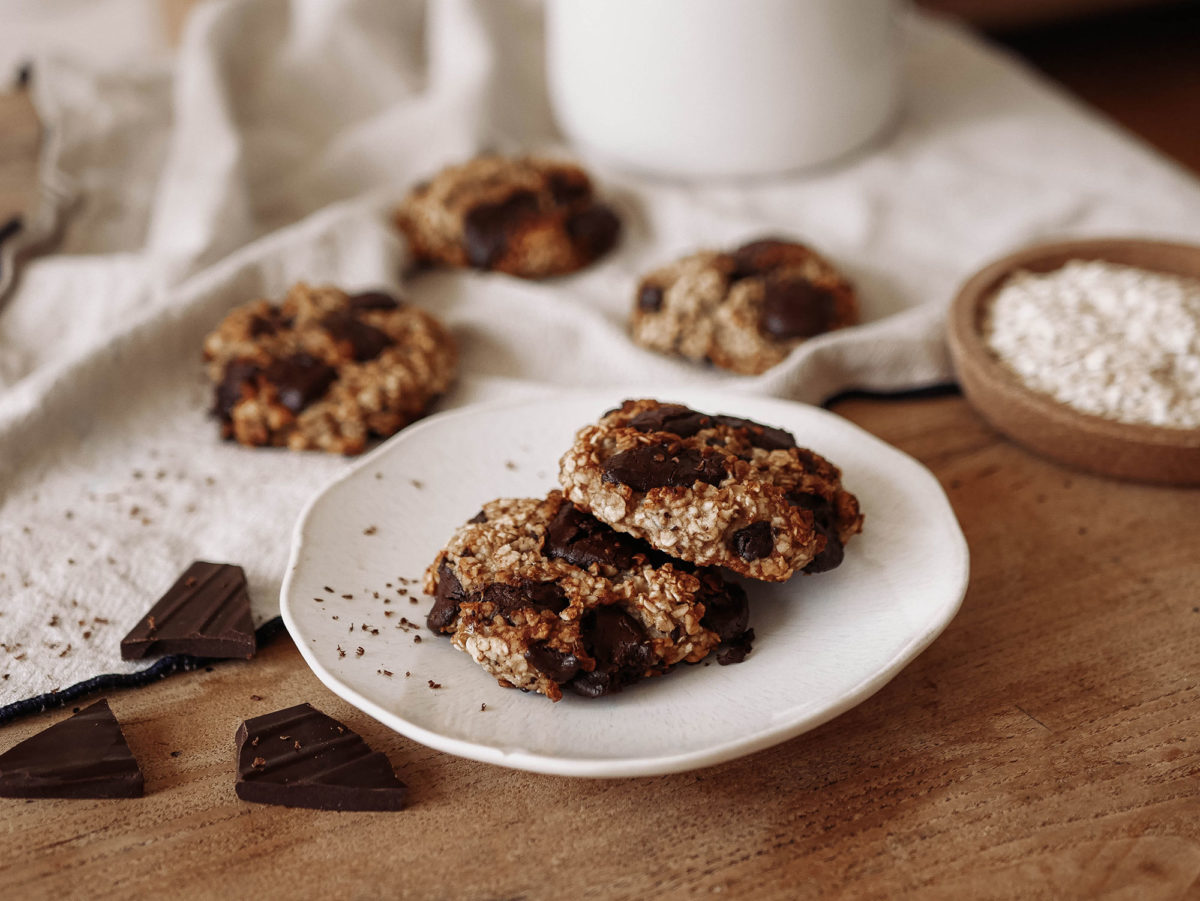 Cookies healthy banane, flocons d'avoine et chocolat