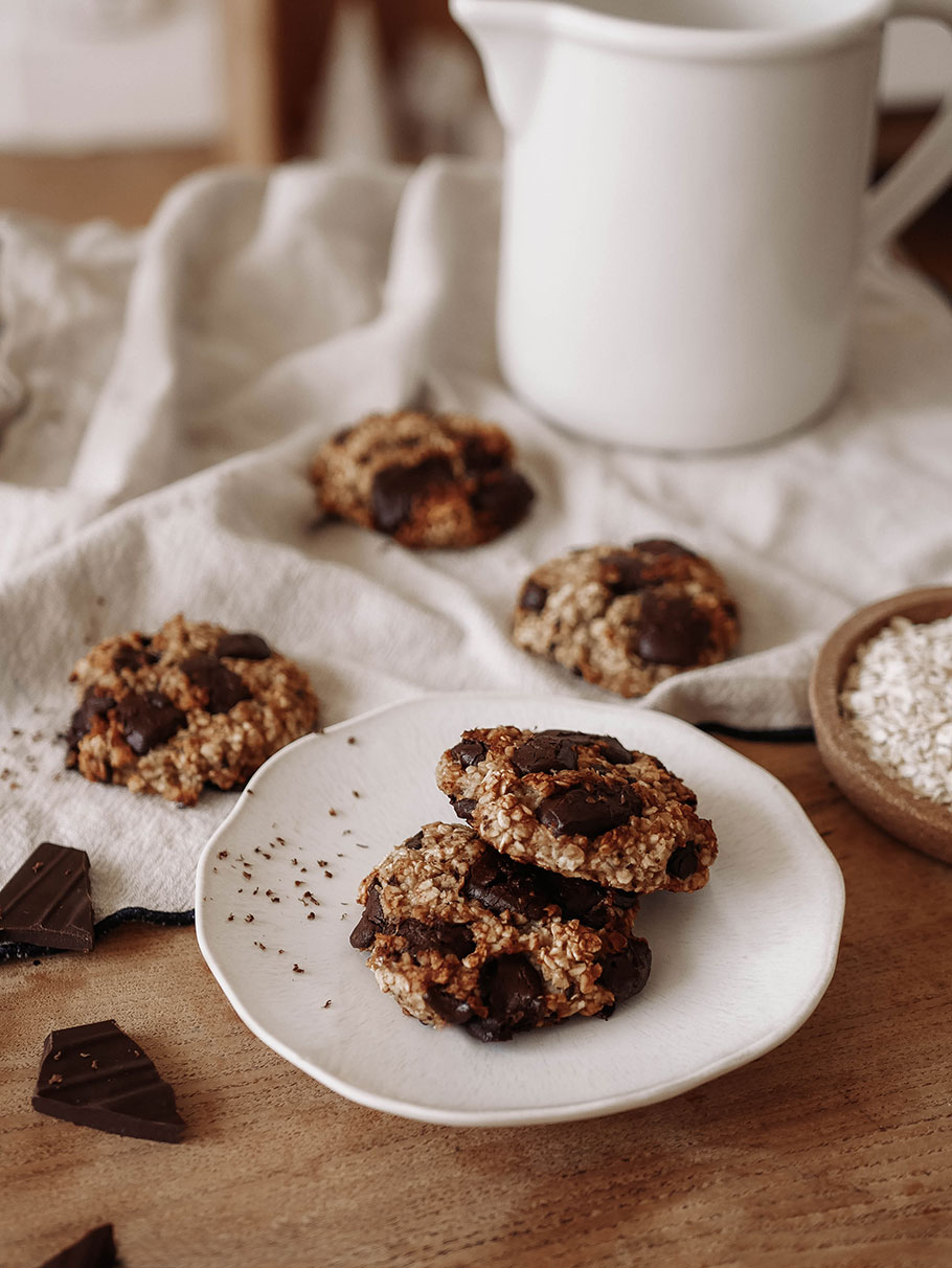 Cookies healthy banane, flocons d'avoine et chocolat